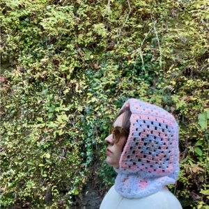 Cozy Pink and White Crochet Balaclava